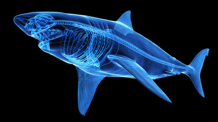 3d illustration of a great white shark's skeletal system