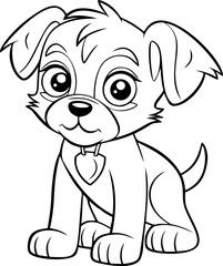 Fototapeta na wymiar Engaging black and white puppy cartoon vector, designed for children's coloring books and imaginative projects.