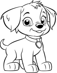 A captivating black and white puppy illustration, great for children's coloring books and creative activities.