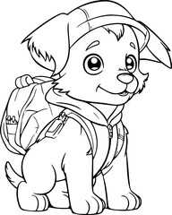 A charming black and white puppy vector, perfect for entertaining children with coloring book activities.