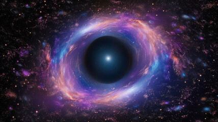 Black Hole inside Shining Nebula Deep Space Surrounded by Twinkling Galaxy Stardust Enchanting Background