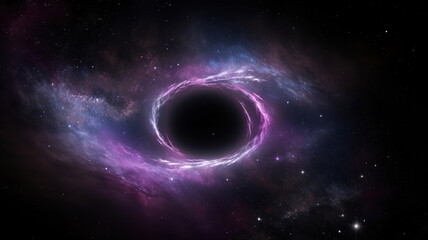 Fototapeta na wymiar Black Hole inside Shining Nebula Deep Space Surrounded by Twinkling Galaxy Stardust Enchanting Background