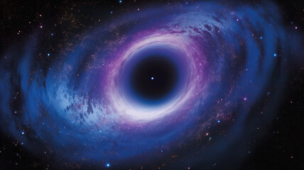 Black Hole inside Shining Nebula Deep Space Surrounded by Twinkling Galaxy Stardust Enchanting Background