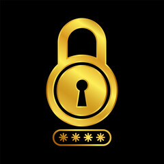 padlock icon in gold colored