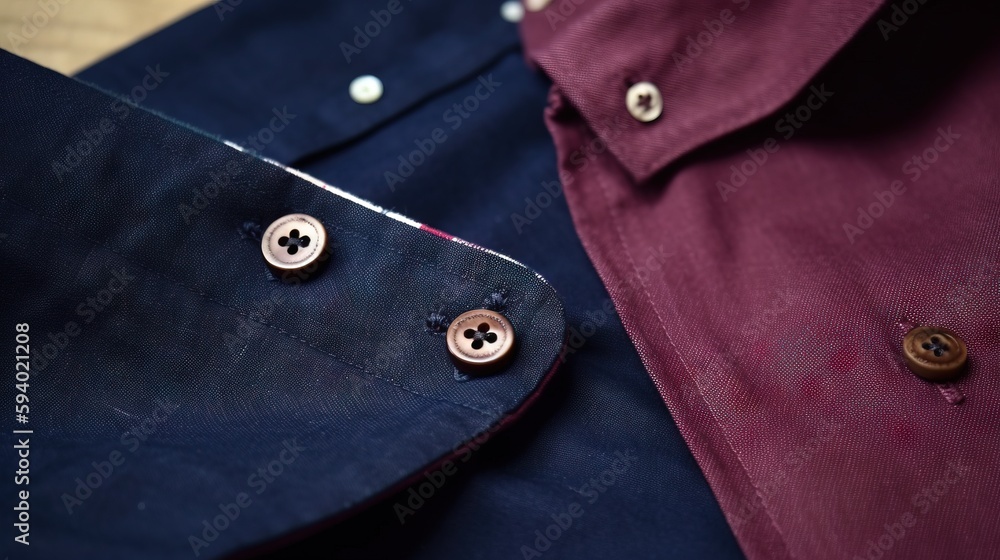 Poster a close up of a shirt with buttons on the collar and a button down on the back of the shirt with a b