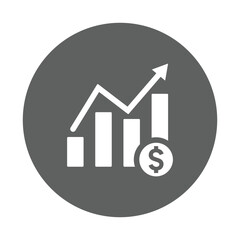 Chart, growth, business icon. Gray vector graphics.