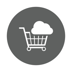 Cloud, cart, shopping icon. Gray vector graphics.