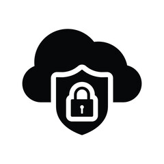Cloud, protection, security icon. Black vector graphics.