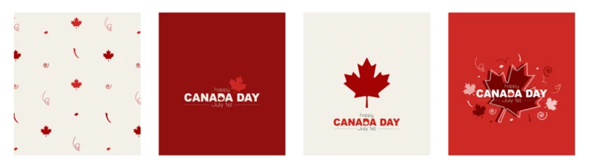 Fotobehang Happy Canada Day card set. Modern design. © Stafeeva