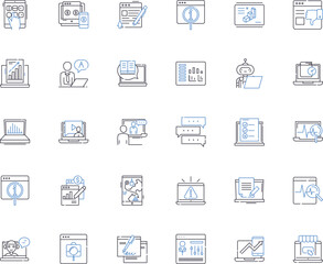 Ultrabook line icons collection. Portable, Lightweight, Sleek, Ultra-thin, High-performance, Elegant, Compact vector and linear illustration. Stylish,Powerful,Convenient outline signs set