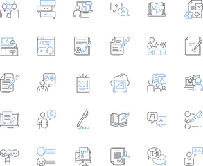 Emailing line icons collection. Inbox, Attachment, Draft, Outbox, Forward, Reply, Sender vector and linear illustration. Recipient,Signature,Subject outline signs set