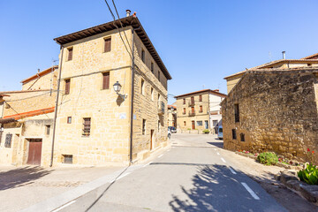Fototapeta na wymiar a street with traditional houses in Sajazarra, Haro, La Rioja, Spain
