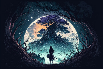 Fantasy Moon, a mythical forest created with Generative AI