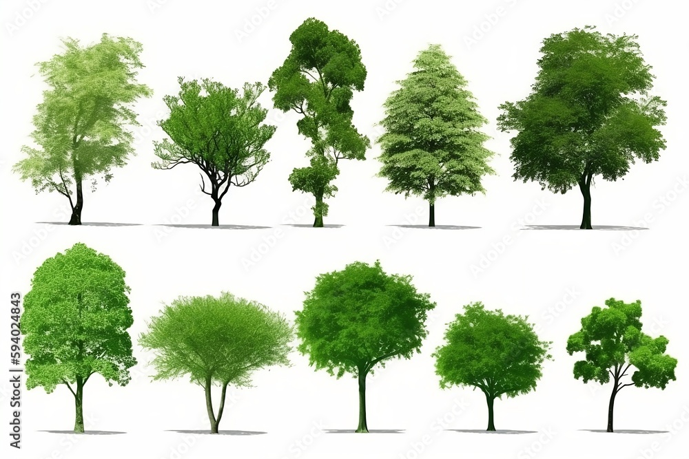 Poster tree collection isolated on white background. generative ai