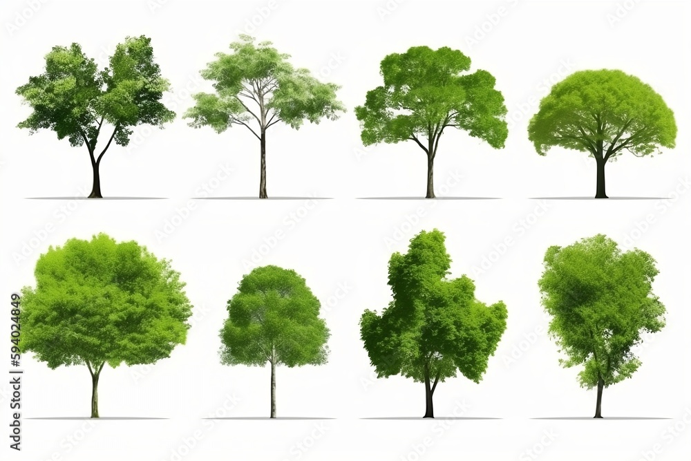 Poster tree collection isolated on white background. generative ai