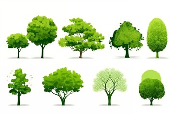 Fototapeta premium Tree collection isolated on white background. generative ai