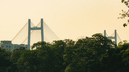 The beautiful landscape view of Second Hooghly Setu in West Bengal