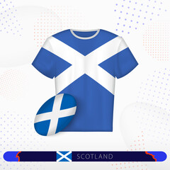Scotland rugby jersey with rugby ball of Scotland on abstract sport background.
