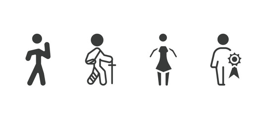 set of feeling and reaction filled icons. feeling and reaction glyph icons included proud human, broken human, sexy human, special vector.