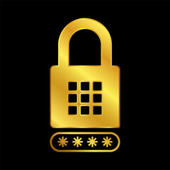 padlock icon in gold colored