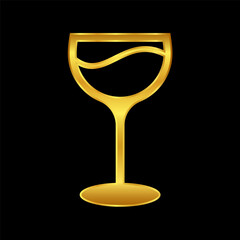 wine glasses icon, wine glassware icon in gold colored