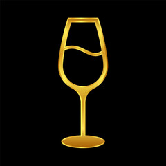 wine glasses icon, wine glassware icon in gold colored