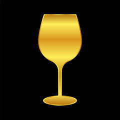 wine glasses icon, wine glassware icon in gold colored
