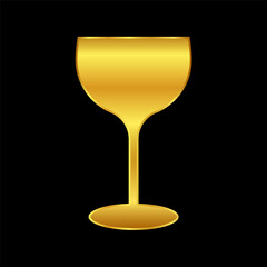 wine glasses icon, wine glassware icon in gold colored