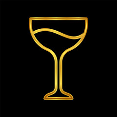 wine glasses icon, wine glassware icon in gold colored