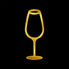 wine glasses icon, wine glassware icon in gold colored