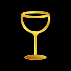 wine glasses icon, wine glassware icon in gold colored