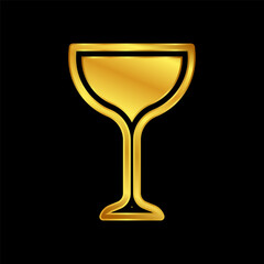 wine glasses icon, wine glassware icon in gold colored