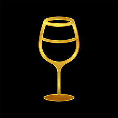 wine glasses icon, wine glassware icon in gold colored