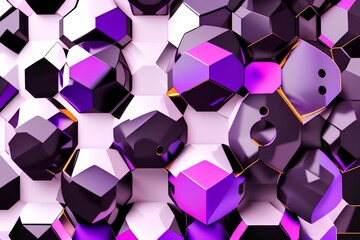 Purple black metallic background with hexagons. 3d illustration - generative ai
