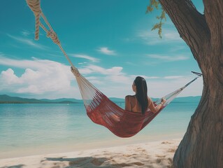 woman on hammock beautiful beach