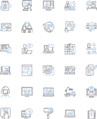Partner meeting line icons collection. Collaboration, Synergy, Connection, Alignment, Engagement, Communication, Teamwork vector and linear illustration. Trust,Progress,Productivity outline signs set