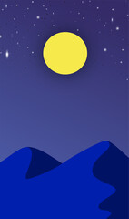 Fototapeta premium Sketch of Starry Night View at a Desert