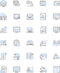 Efficiency and productivity line icons collection. Streamline, Automation, Optimization, Output, Precision, Time-management, Proactivity vector and linear illustration. Innovation,Systemization