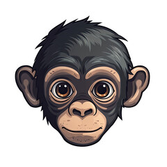Baby Bonobo Face Sticker On Isolated Transparent Background, Png, Logo. Generative AI 