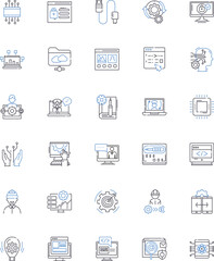 Game design line icons collection. imagination, narrative, gameplay, mechanics, immersion, balance, prototype vector and linear illustration. concept,iteration,user-friendly outline signs set