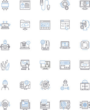 Game design line icons collection. imagination, narrative, gameplay, mechanics, immersion, balance, prototype vector and linear illustration. concept,iteration,user-friendly outline signs set