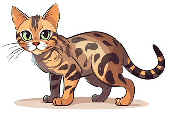 Fototapeta na wymiar Baby Bengal Cat Sticker On Isolated Transparent Background, Png, Logo. Generative AI 