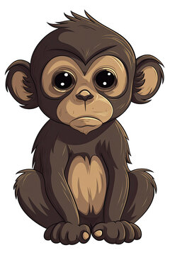 Baby Baboon Sticker On Isolated Transparent Background, Png, Logo. Generative AI 