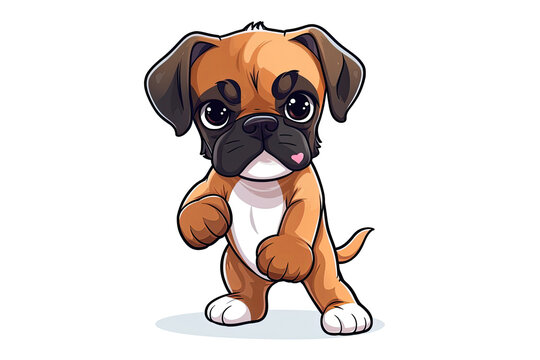 Baby Boxer Dog Sticker On Isolated Transparent Background, Png, Logo. Generative AI 