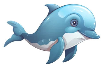 Foto op Canvas Baby Dolphin Sticker On Isolated Transparent Background, Png, Logo. Generative AI  © Ян Заболотний