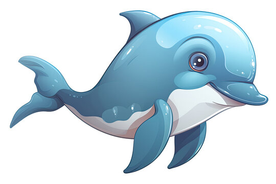 Baby Dolphin Sticker On Isolated Transparent Background, Png, Logo. Generative AI 