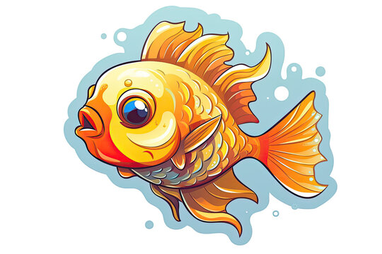 Baby Fish Sticker On Isolated Transparent Background, Png, Logo. Generative AI 