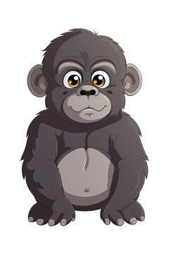 Baby Gorilla Sticker On Isolated Transparent Background, Png, Logo. Generative AI 
