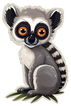 Baby Lemur Sticker On Isolated Transparent Background, Png, Logo. Generative AI 