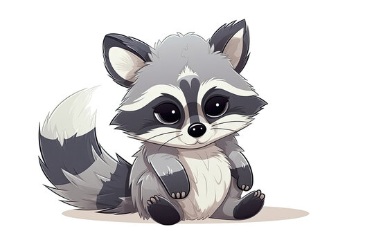 Baby Raccoon Sticker On Isolated Transparent Background, Png, Logo. Generative AI 
